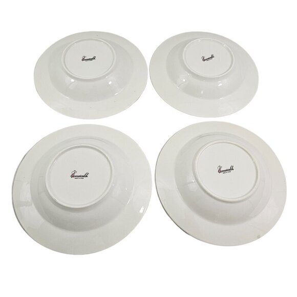 Emeiald White Floral Print Large Rimmed Ceramic Soup Salad Bowls – Set of 4 - Picture 2 of 16